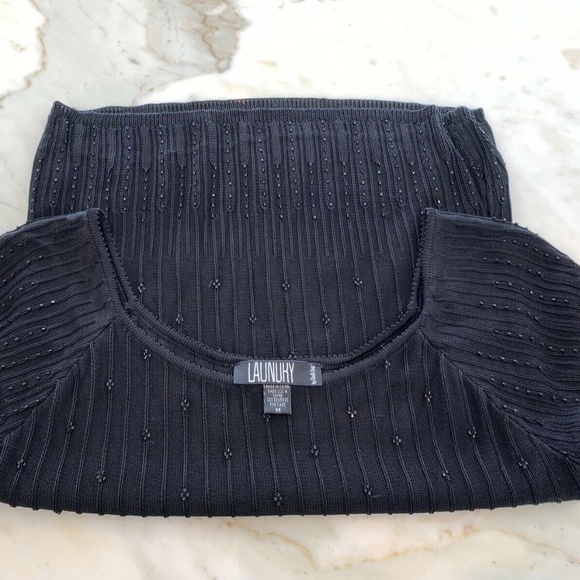 LAUNDRY BY SHELLI SEGAL BLACK EMBELLISHED KNIT TOP SIZE M - Picture 15 of 16